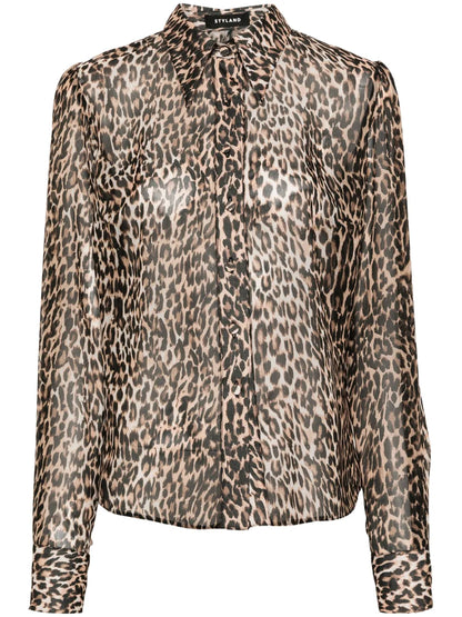 Leopard-Print Silk Shirt