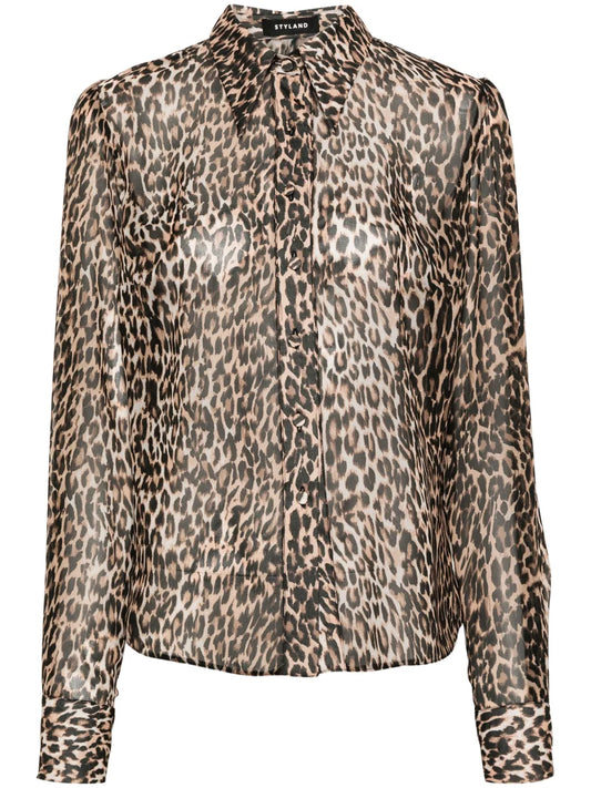Leopard-Print Silk Shirt