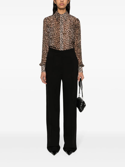 Leopard-Print Silk Shirt