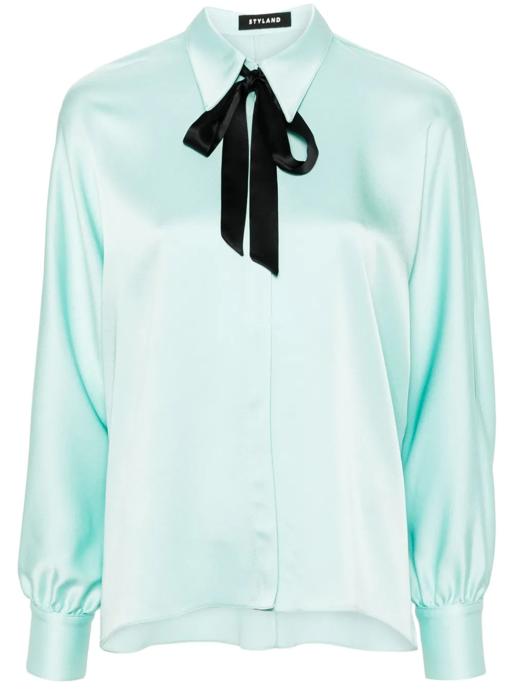 Bow-Collar Crepe Shirt
