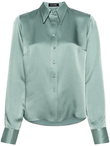 Pointed Collar Satin Shirt