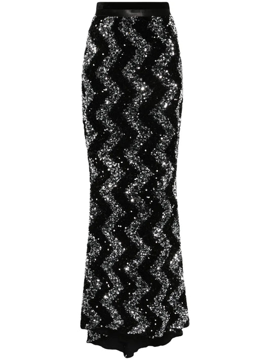 Sequin-Embellished Maxi Skirt
