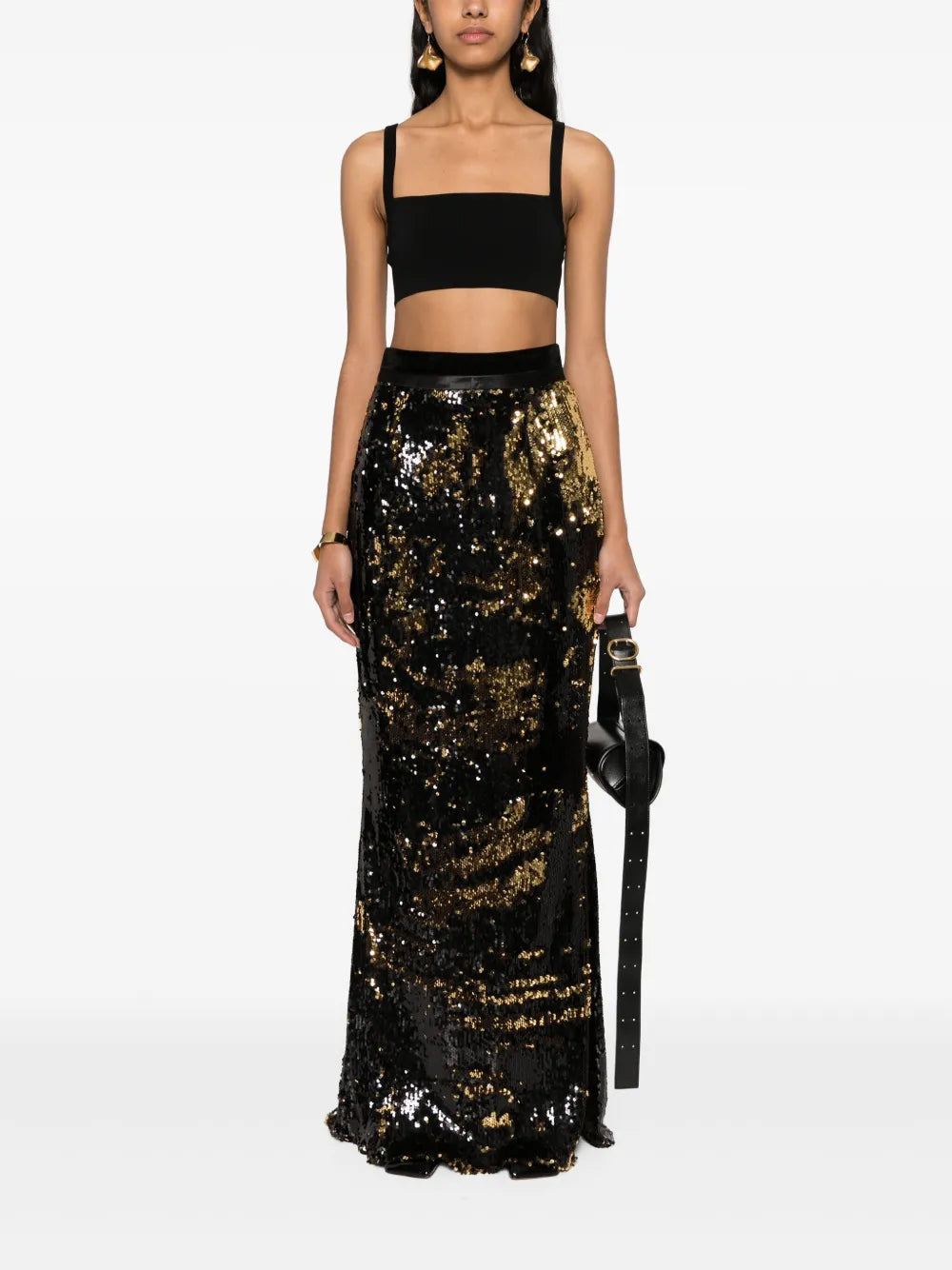 Sequin-Embellished Maxi Skirt