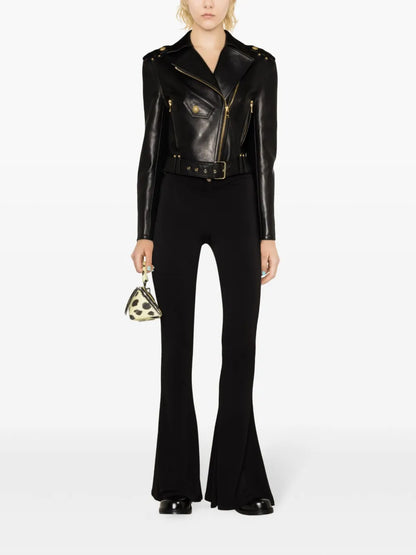 Zipped-Up Leather Biker Jacket