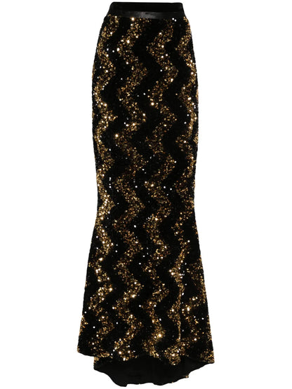 Sequin-Embellished Maxi Skirt