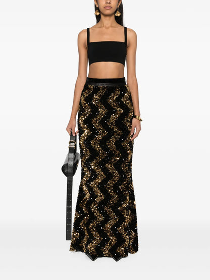 Sequin-Embellished Maxi Skirt