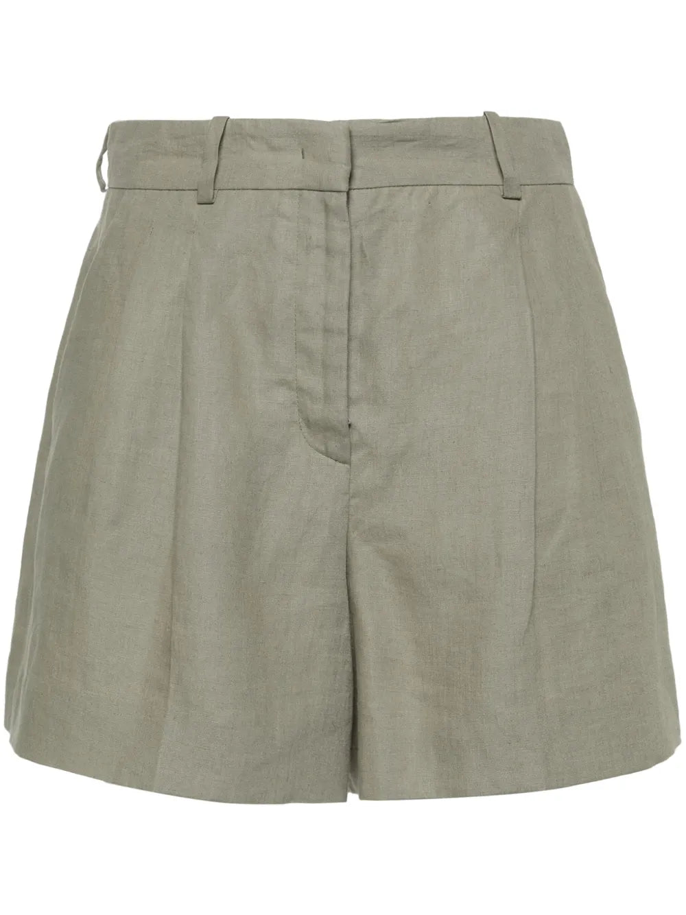 Pleated Detail Linen Shorts