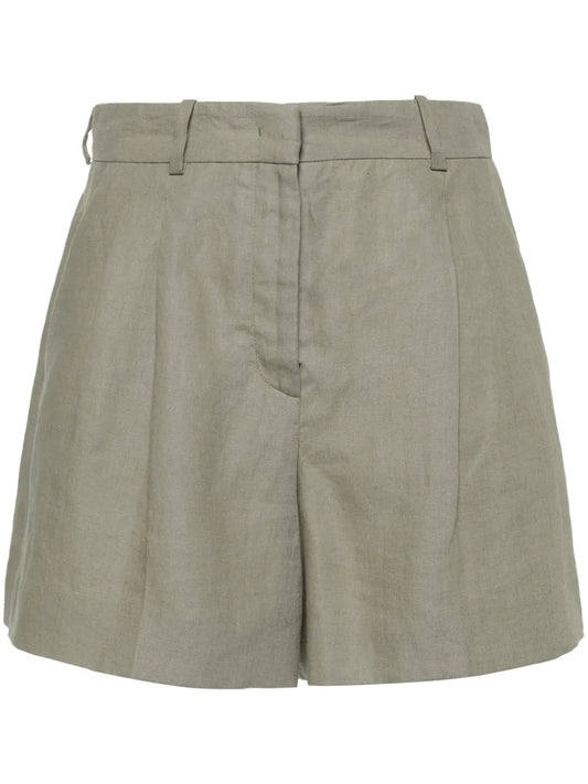 Pleated Detail Linen Shorts