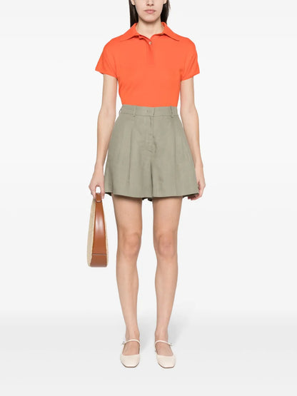 Pleated Detail Linen Shorts