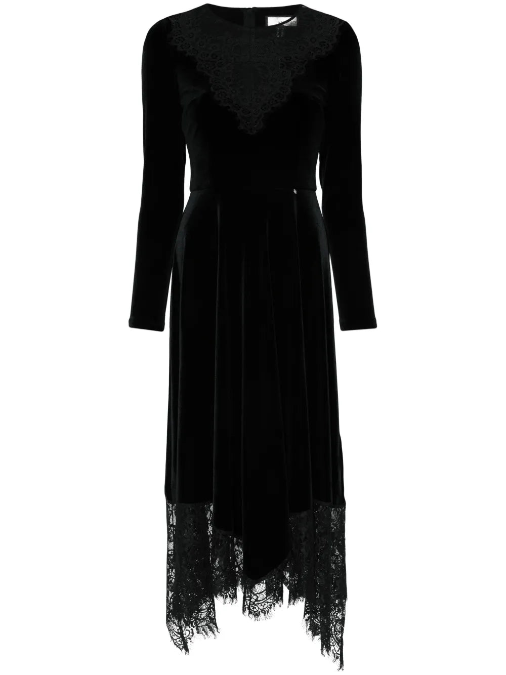 Floral-Lace Velvet Midi Dress