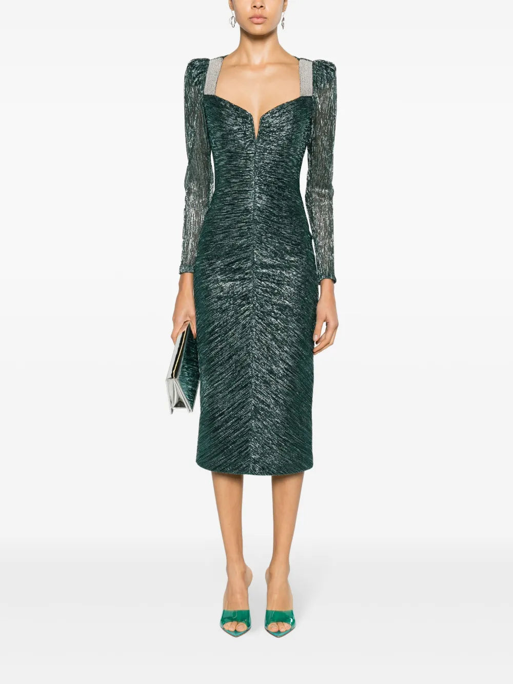 Ruched Lurex Midi Dress