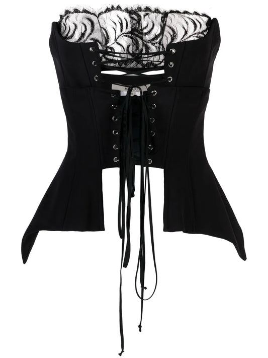Corset-Style Panelled-Lace Top