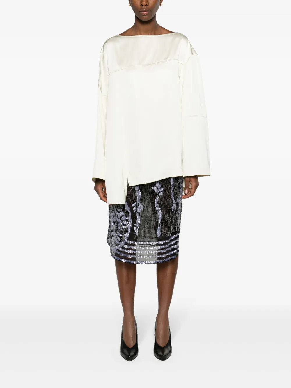 Seam-Detail Crepe Blouse