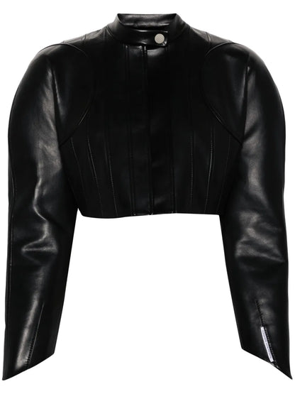 Shoulder-Pads Cropped Biker Jakcet