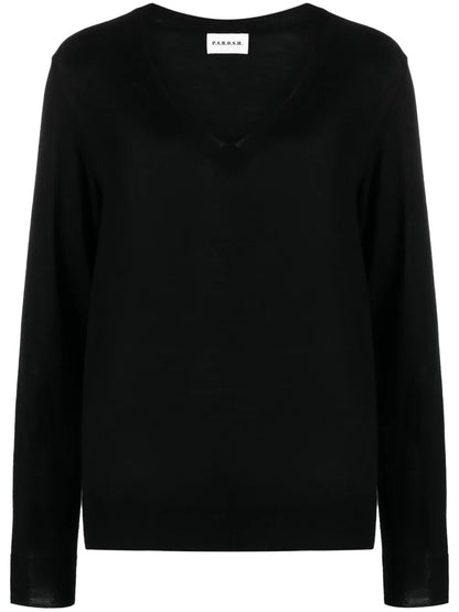 Fine-Knit V-Neck Top