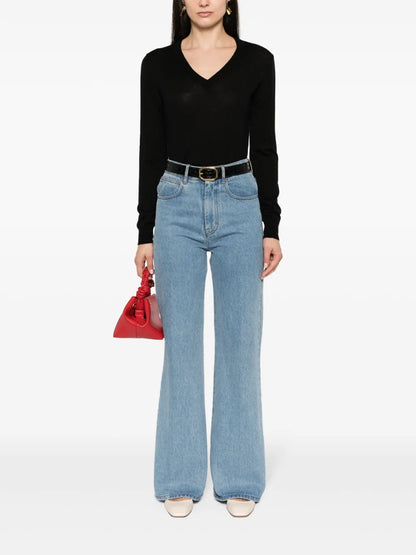 Fine-Knit V-Neck Top