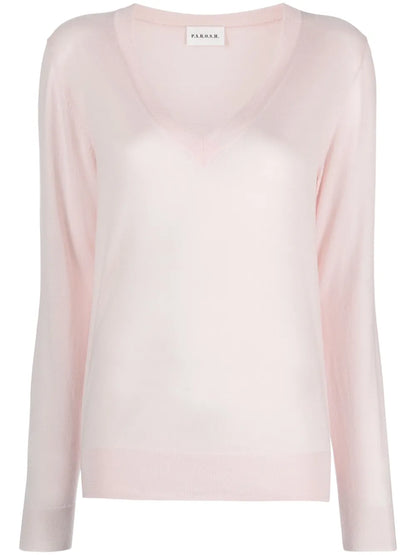 Fine-Knit V-Neck Top