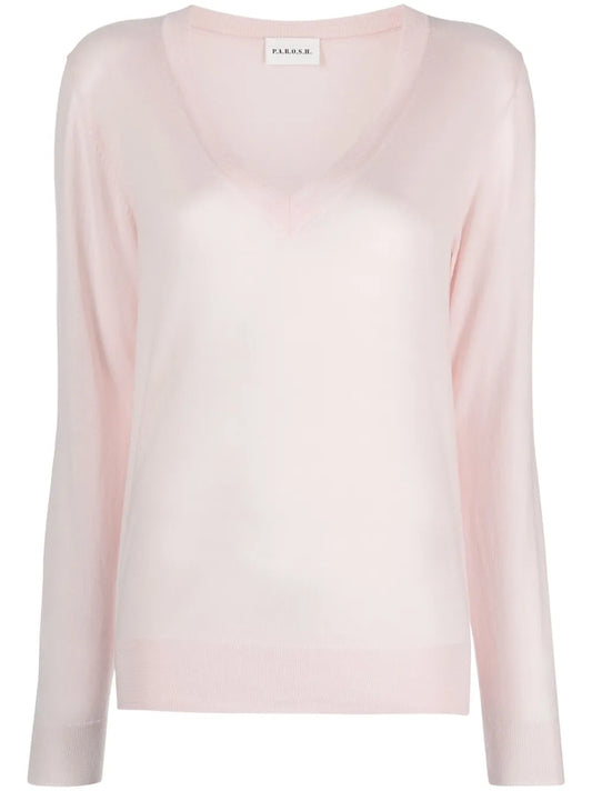 Fine-Knit V-Neck Top