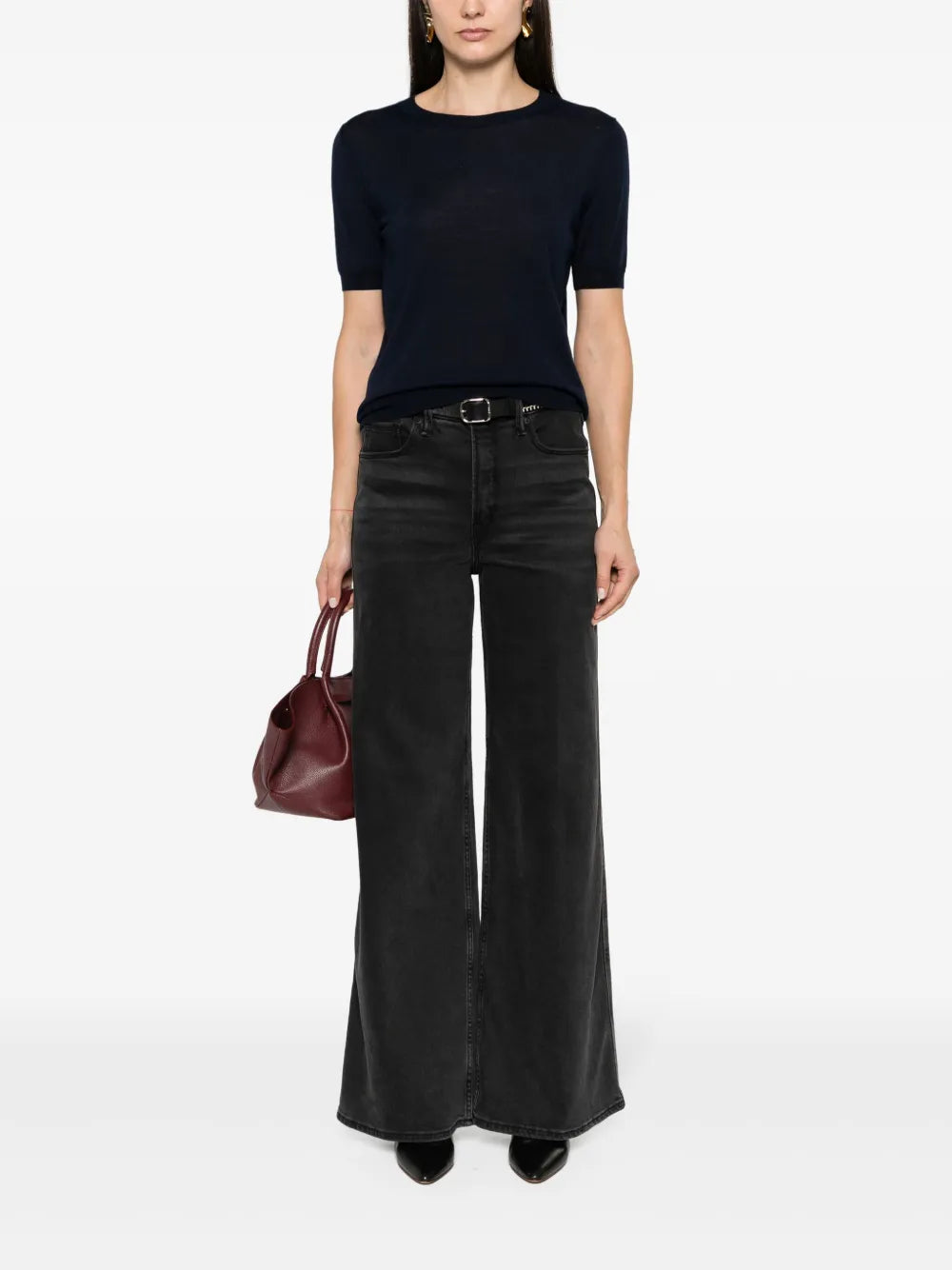 Fine-Knit Short-Sleeves Top