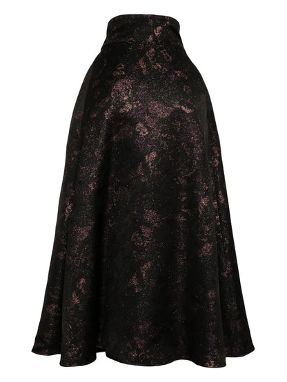 Bella Metallic-Jacquard Midi Skirt