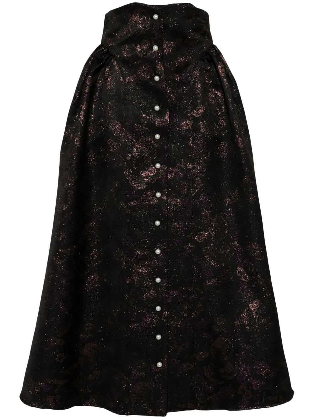 Bella Metallic-Jacquard Midi Skirt