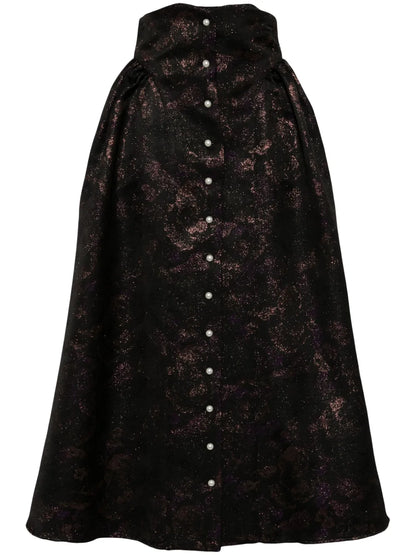 Bella Metallic-Jacquard Midi Skirt