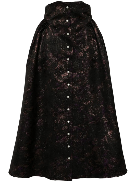 Bella Metallic-Jacquard Midi Skirt