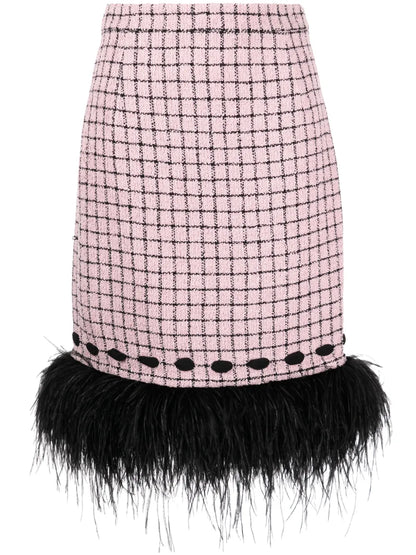 Valerian Feather-Trim Midi Skirt
