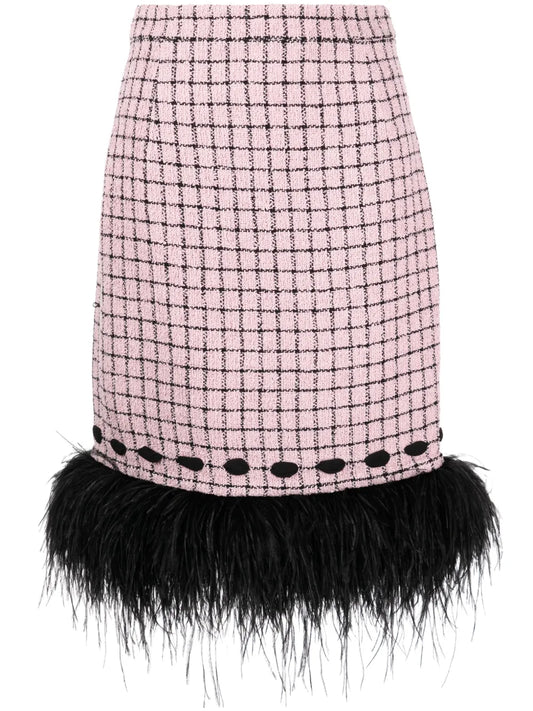 Valerian Feather-Trim Midi Skirt