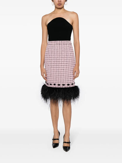 Valerian Feather-Trim Midi Skirt