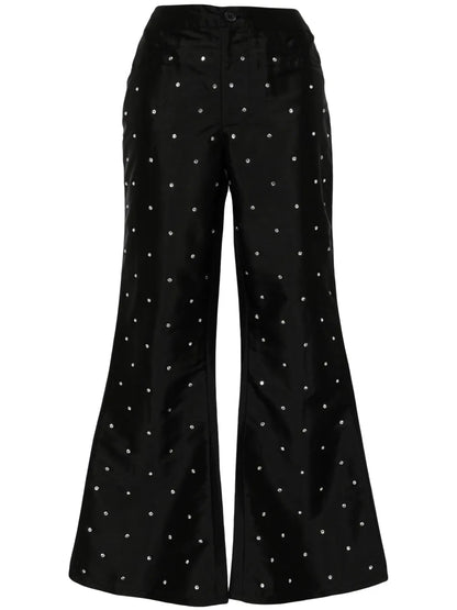 Lawyer Rhinestone-Embellished Flared Trousers