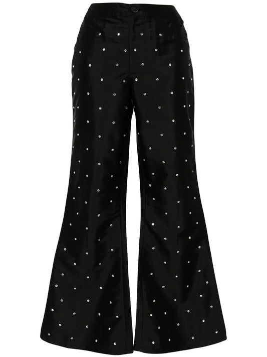 Lawyer Rhinestone-Embellished Flared Trousers