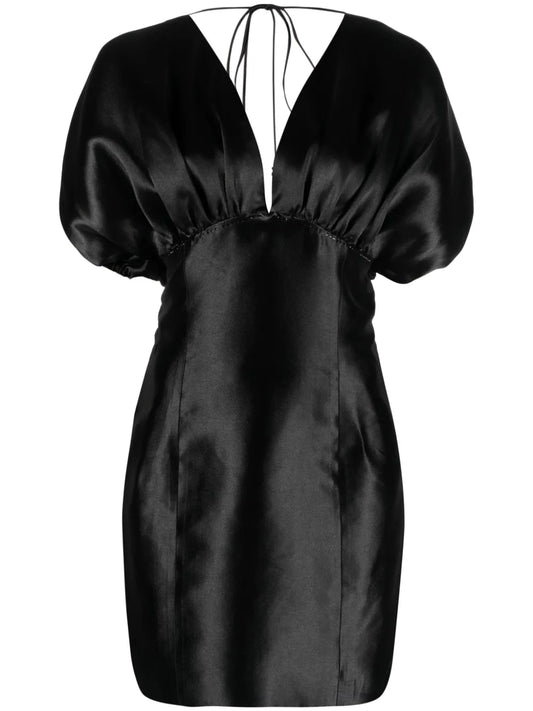 Rhinestone-Embellished Crepe Minidress