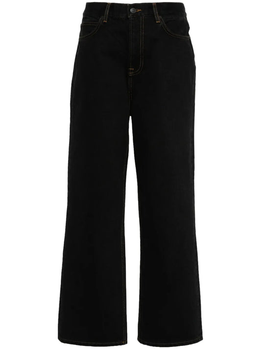 Logo-Patch Cotton Wide-Leg Jeans