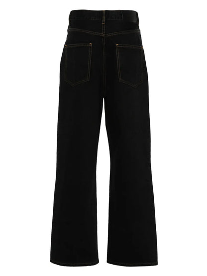 Logo-Patch Cotton Wide-Leg Jeans