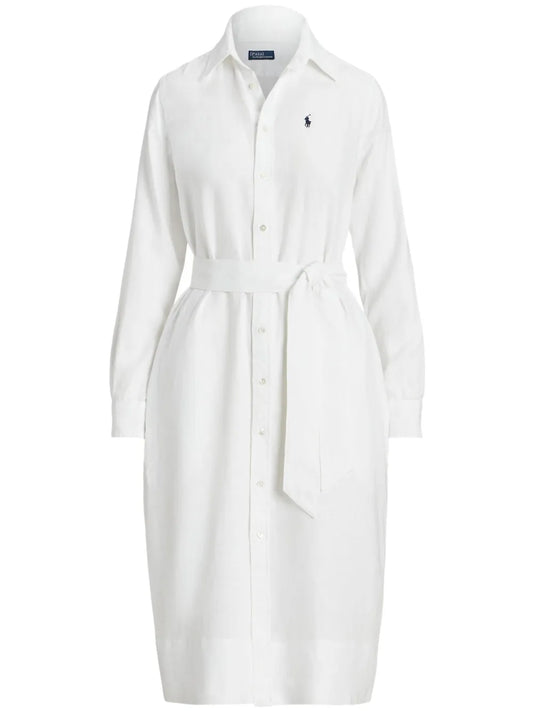 Logo-Embroidered Linen Shirtdress
