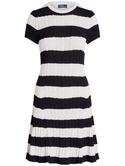 Cable-Knit Striped Midi Dress