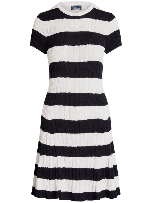 Cable-Knit Striped Midi Dress