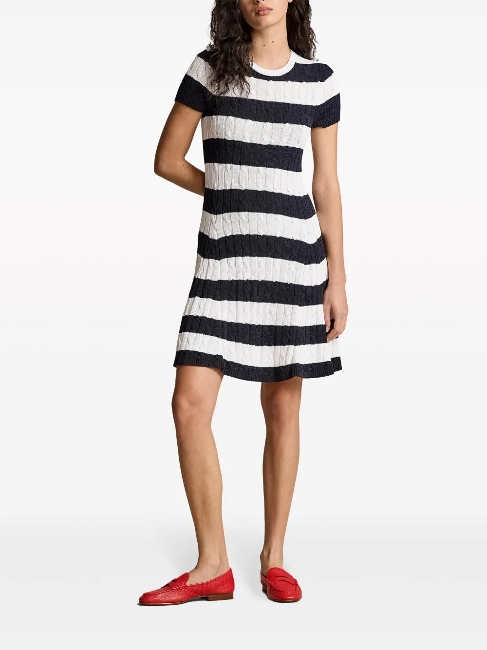 Cable-Knit Striped Midi Dress