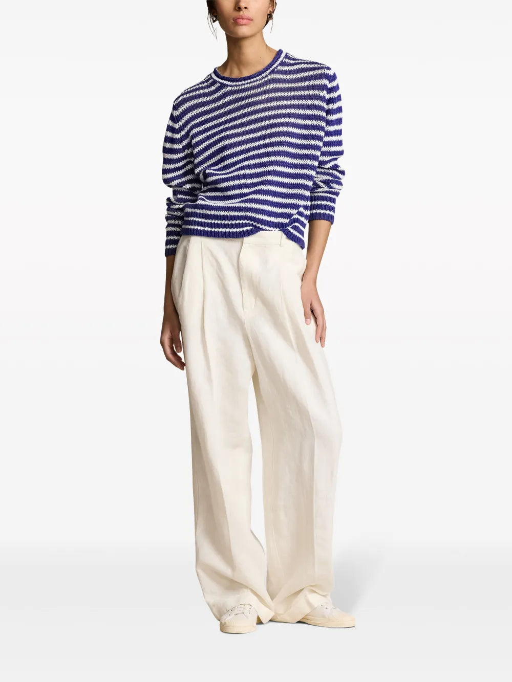 Striped Linen-Cotton Blend Jumper