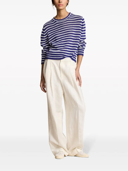 Striped Linen-Cotton Blend Jumper