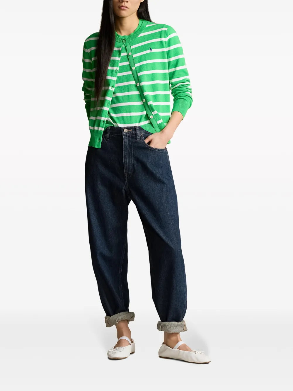 Striped Cotton-Blend Cardigan
