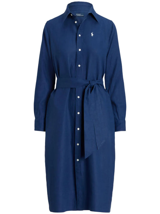 Logo-Embroidered Linen Shirtdress