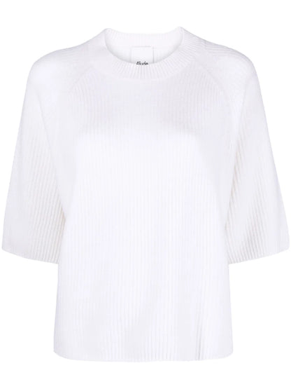 Half-Length Sleeve Ribbed Cashmere Jumper