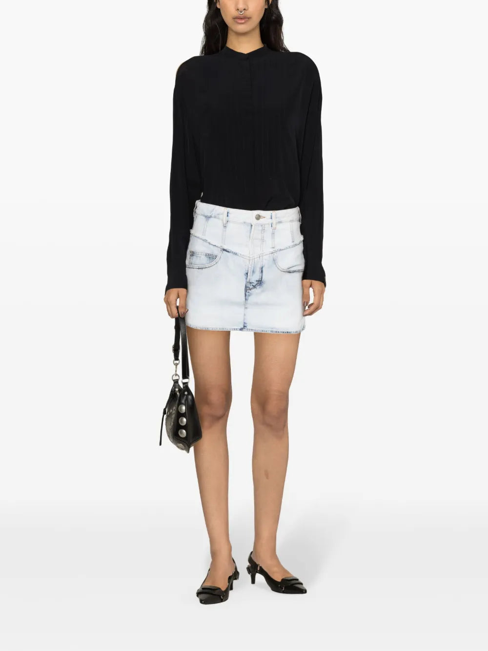 Narjis Frayed Denim Miniskirt