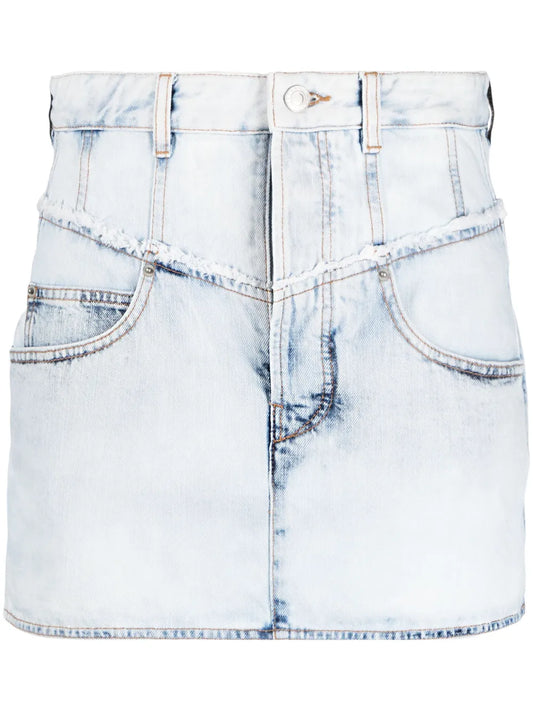 Narjis Frayed Denim Miniskirt