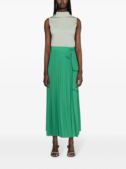 Pleated Midi Wrap Skirt