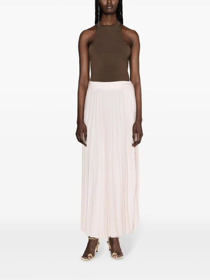 Pleated Midi Wrap Skirt