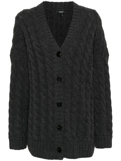 Long-Sleeved Cable-Knit Cardigan