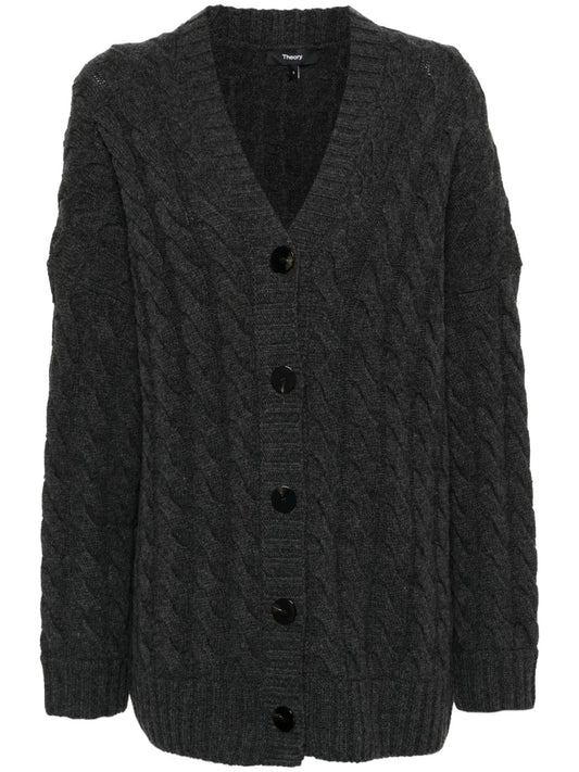 Long-Sleeved Cable-Knit Cardigan